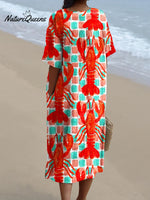 Women's LobsterArt Print Flowy Dress