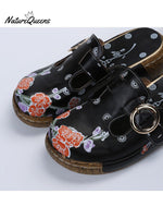 Women’s Ethnic Style Flower Color Matching Thick Soled Sandals