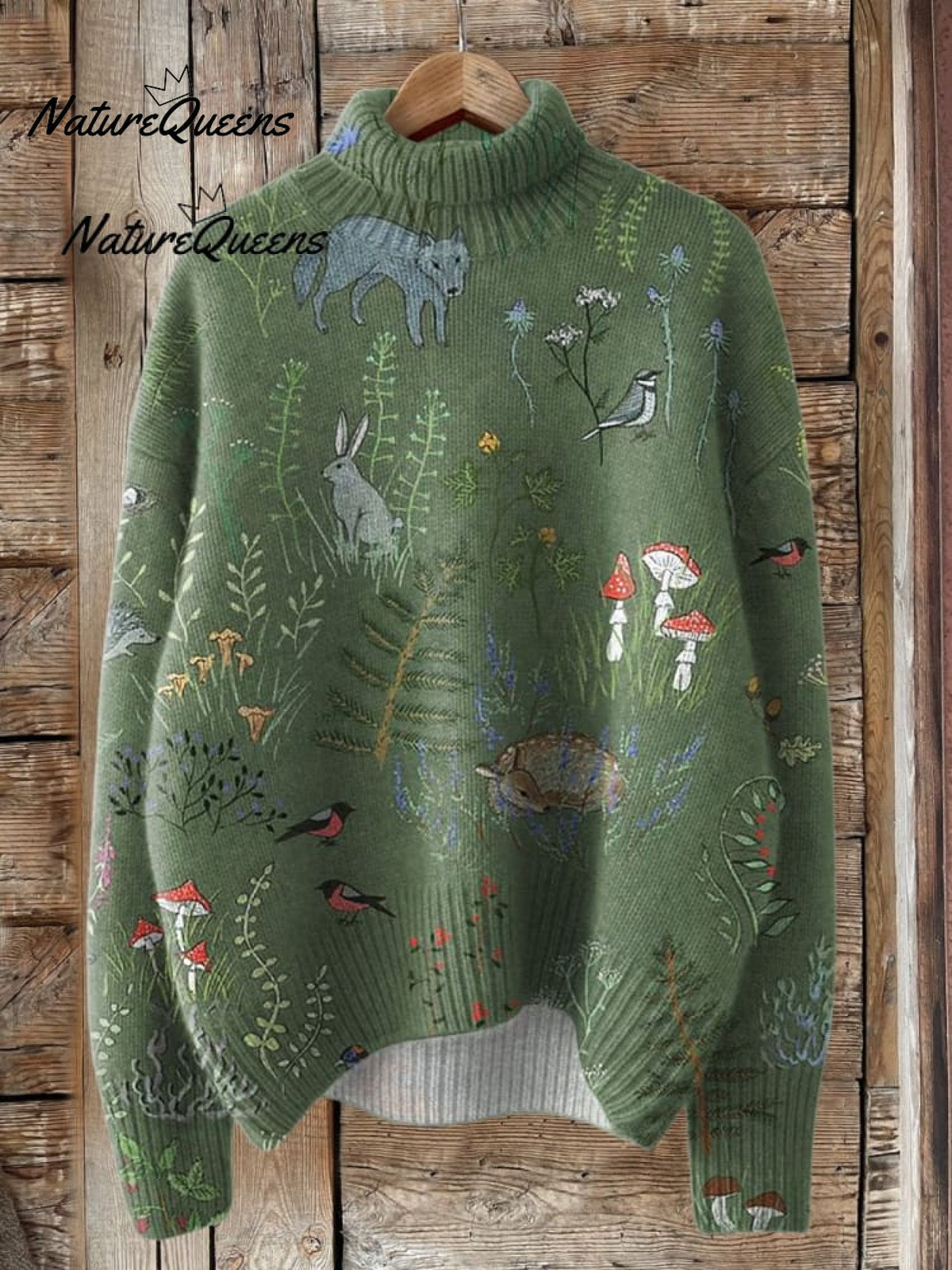 Woodland And Animals Pattern Printed Women's Linen Pocket Skirt