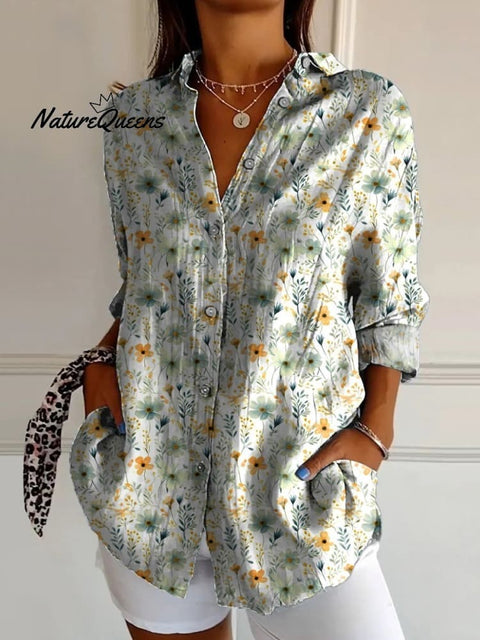 Lovely Meadows Floral Pattern Printed Buttoned Cardigan Sweater