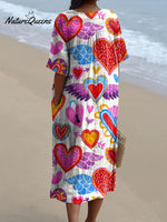 Women's Heart Art Print Flowy Dress