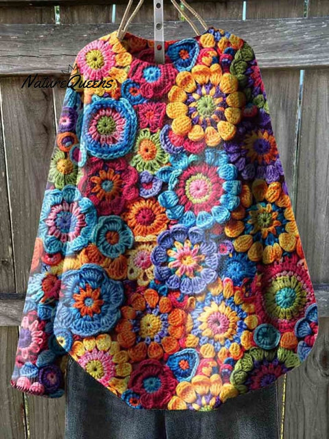 Colorful Funny Print Knit Pullover Sweater