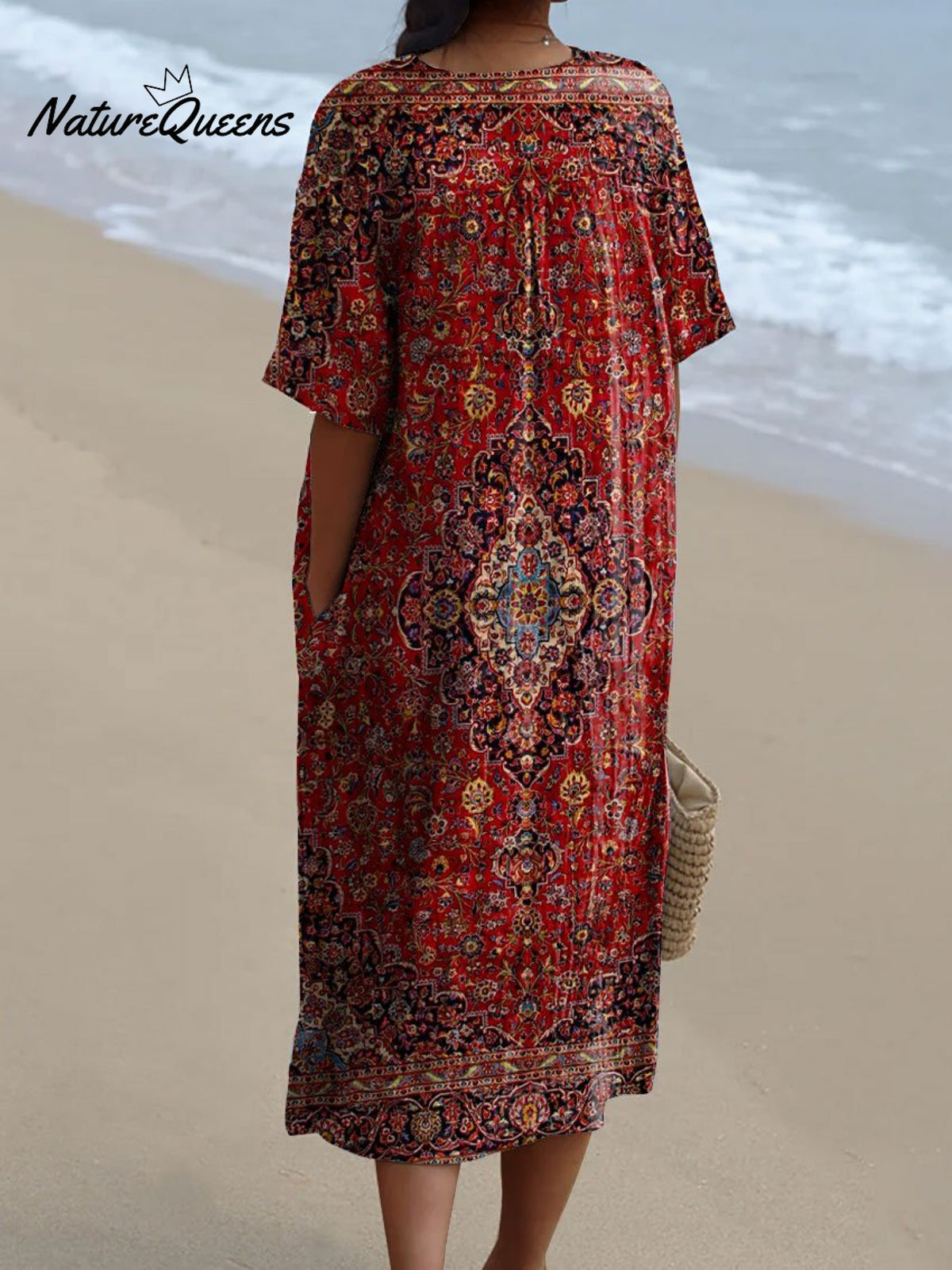 Women's Vintage Art Print Flowy Dress