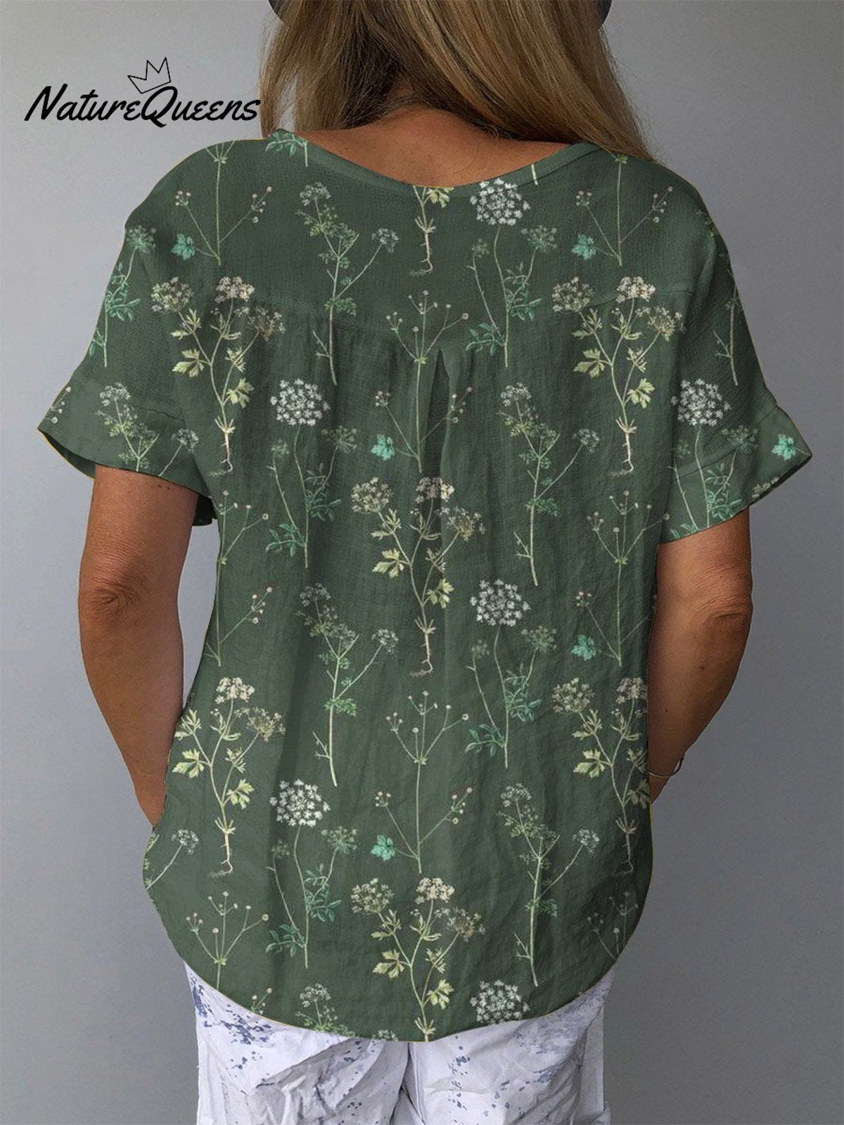 Women’s Retro Floral Art Print Casual Cotton And Linen Shirt