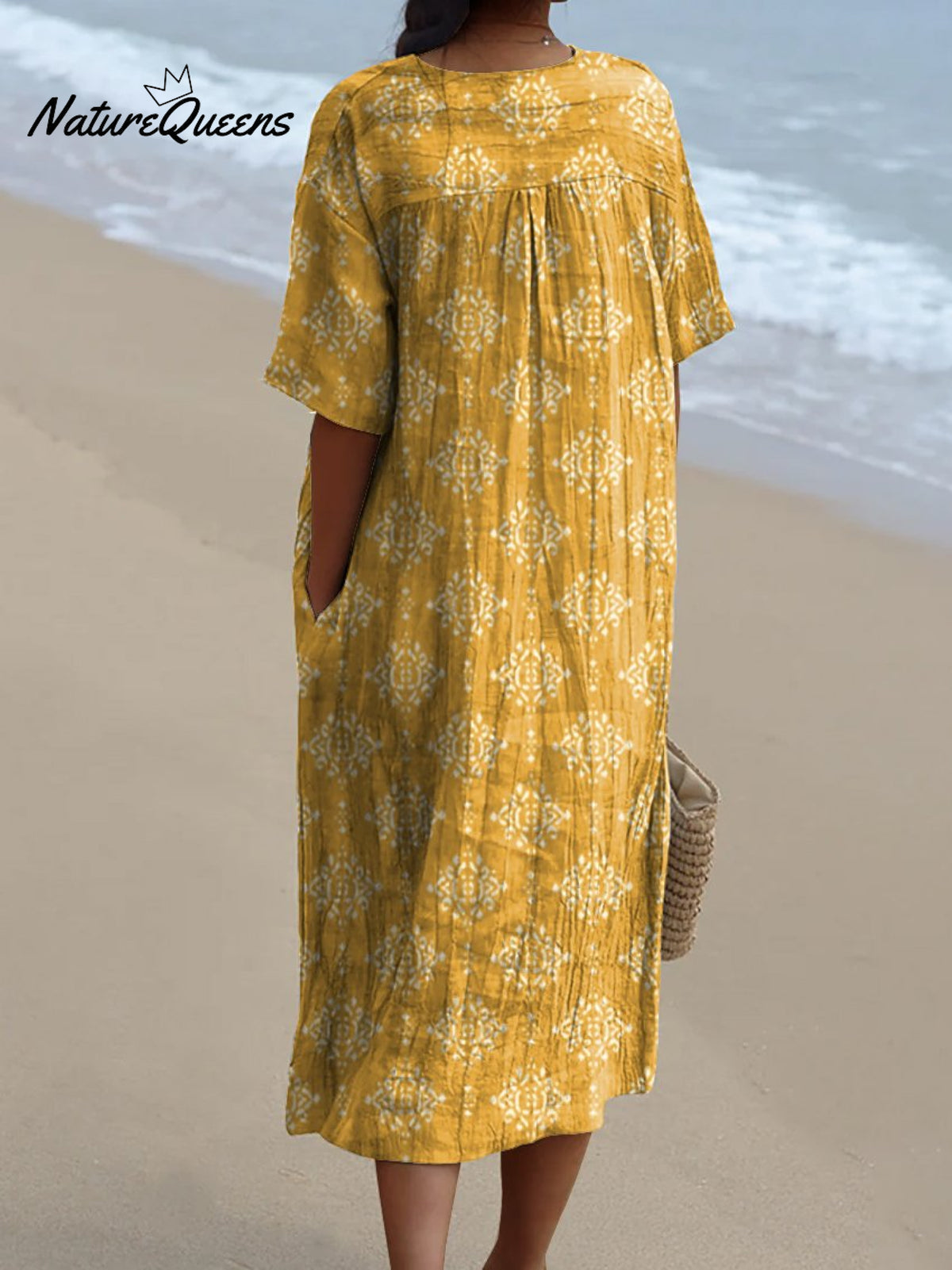 Women's Vintage Flower Art Print Flowy Dress