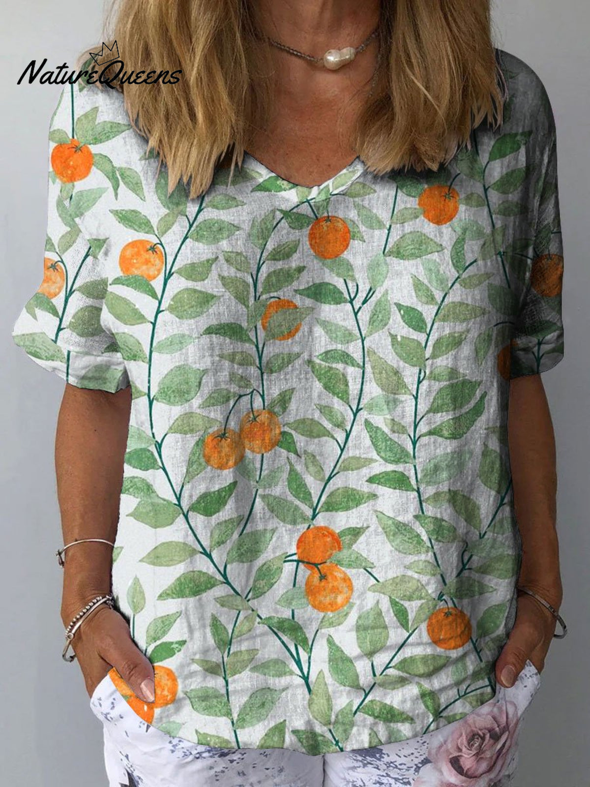 Women’s Art Print Casual Cotton And Linen Shirt Multicolor / S