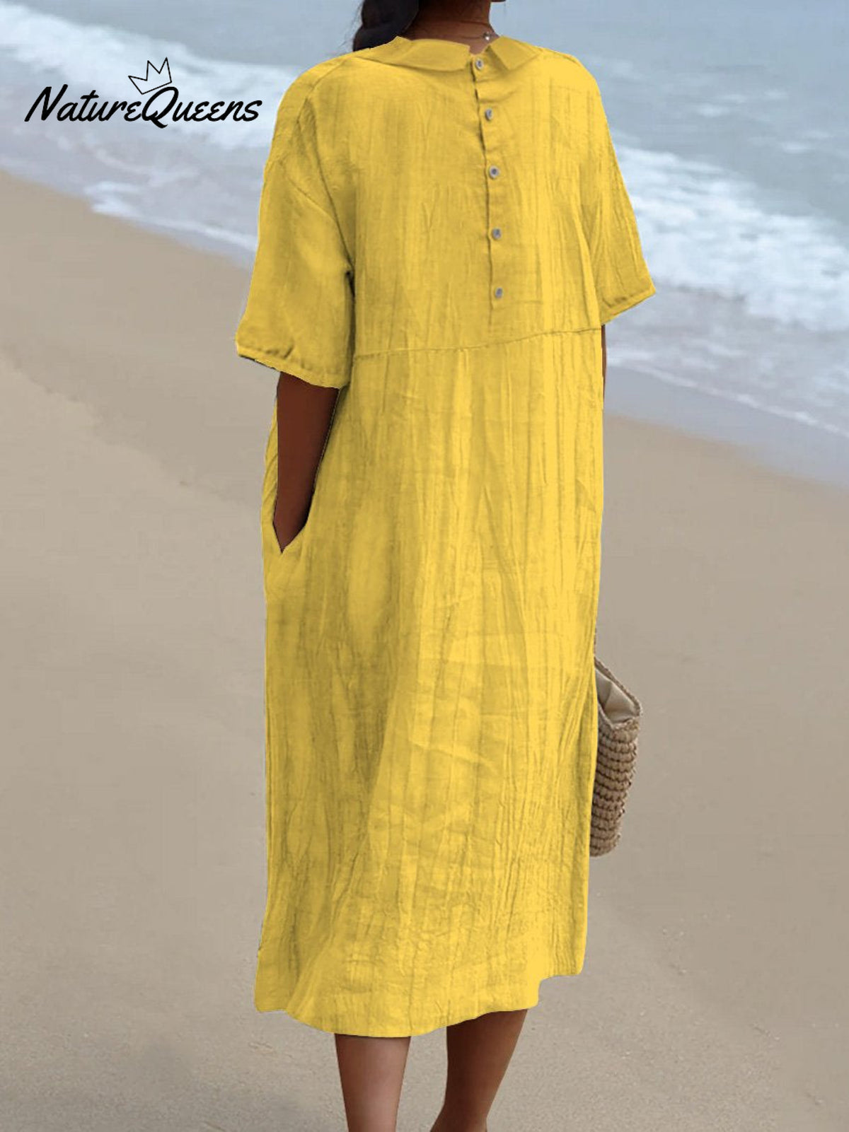 Women’s Pocket Linen Dress（Convertible Dress With Front And Back Option）