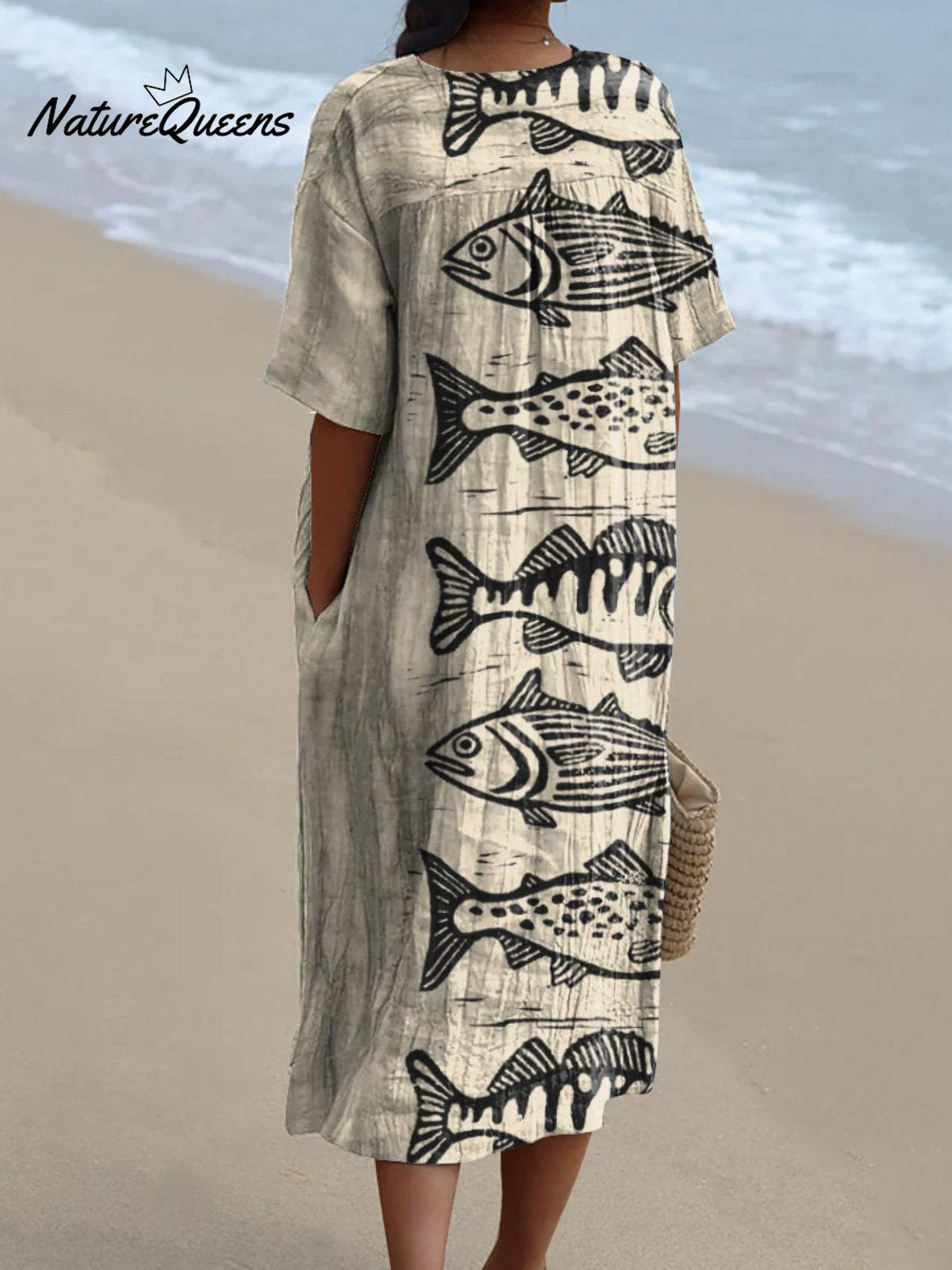 Sea Fish Art Printed Women's Flowy Dress
