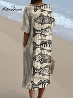 Sea Fish Art Printed Women's Flowy Dress