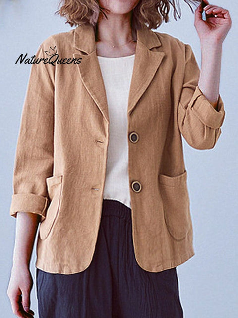 Cotton And Linen Spring Summer Long Sleeve Casual Jacket