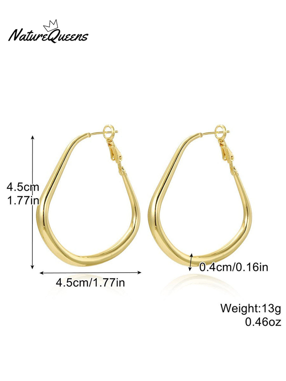 Geometric Metal Shape Plain Hoop Earrings 4 / Onesize