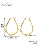 Geometric Metal Shape Plain Hoop Earrings 4 / Onesize