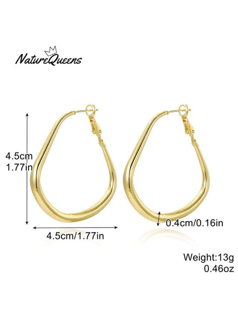 Geometric Metal Shape Plain Hoop Earrings 4 / Onesize