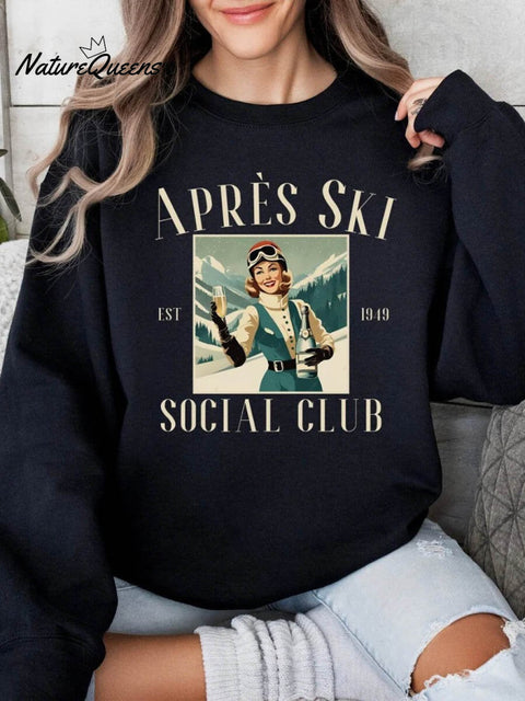 Women's Apres Ski Social Club Art Print Casual Sweatshirt