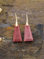 Boho Geometric Natural Stone Drop Earrings Red