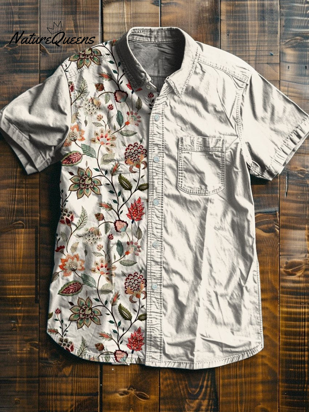 Geometric Ethnic Splicing Patterns Pattern Vintage Art Print Casual 100% Cotton Shirt