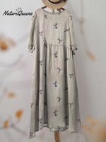 Simple Hummingbird Repeat Pattern Printed Women's Pocket Cotton Dress