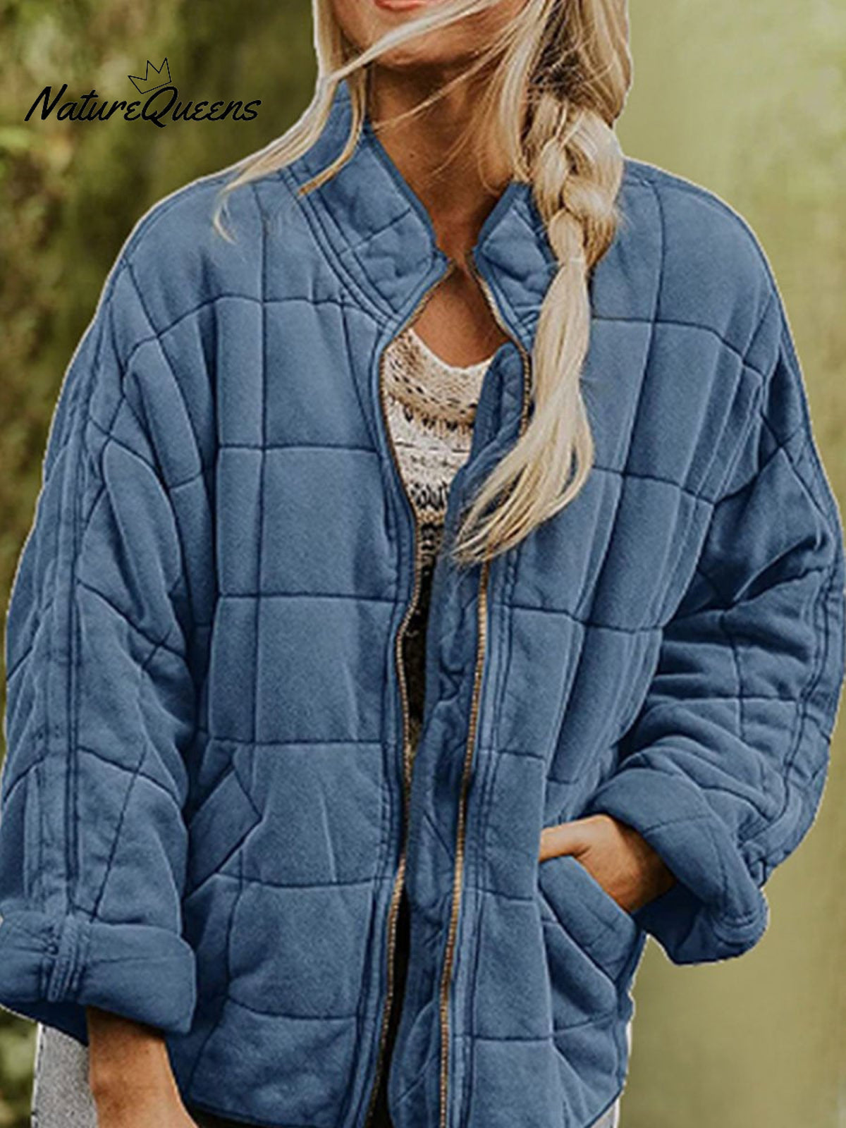 Women's Solid Color Stand Collar Loose Long Sleeve Pocket Cotton Jacket