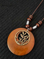 Women's Ethnic Style Wood And Alloy Long Chain Necklace