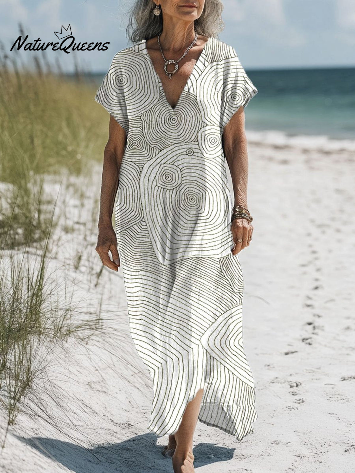 Women's VintageArt Print Pocket Cotton Dress