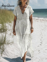 Women's VintageArt Print Pocket Cotton Dress