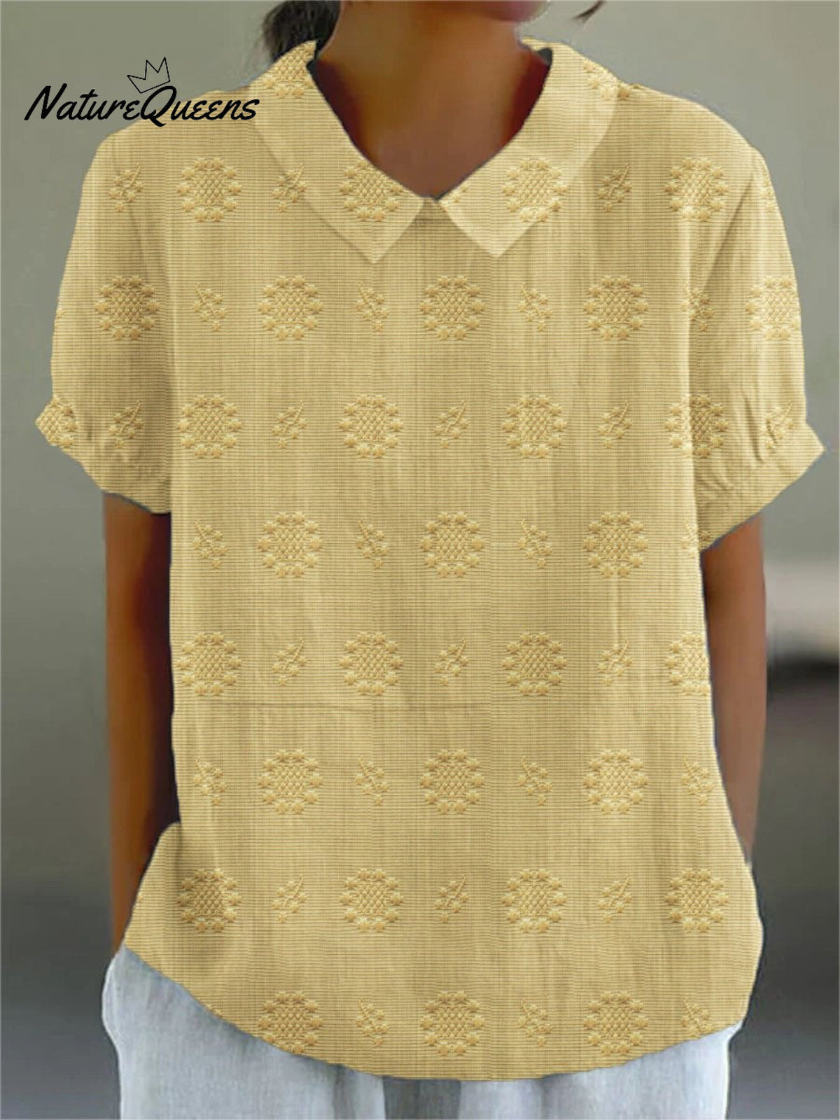 Women’s Casual Cotton And Linen Shirt Light Yellow / S
