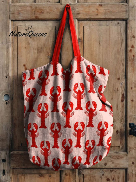 Red Lobster Decorative Pattern Linen Tote Bag