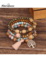 Boho Multi - Layered Wooden Beaded Bracelet 3 / Onesize