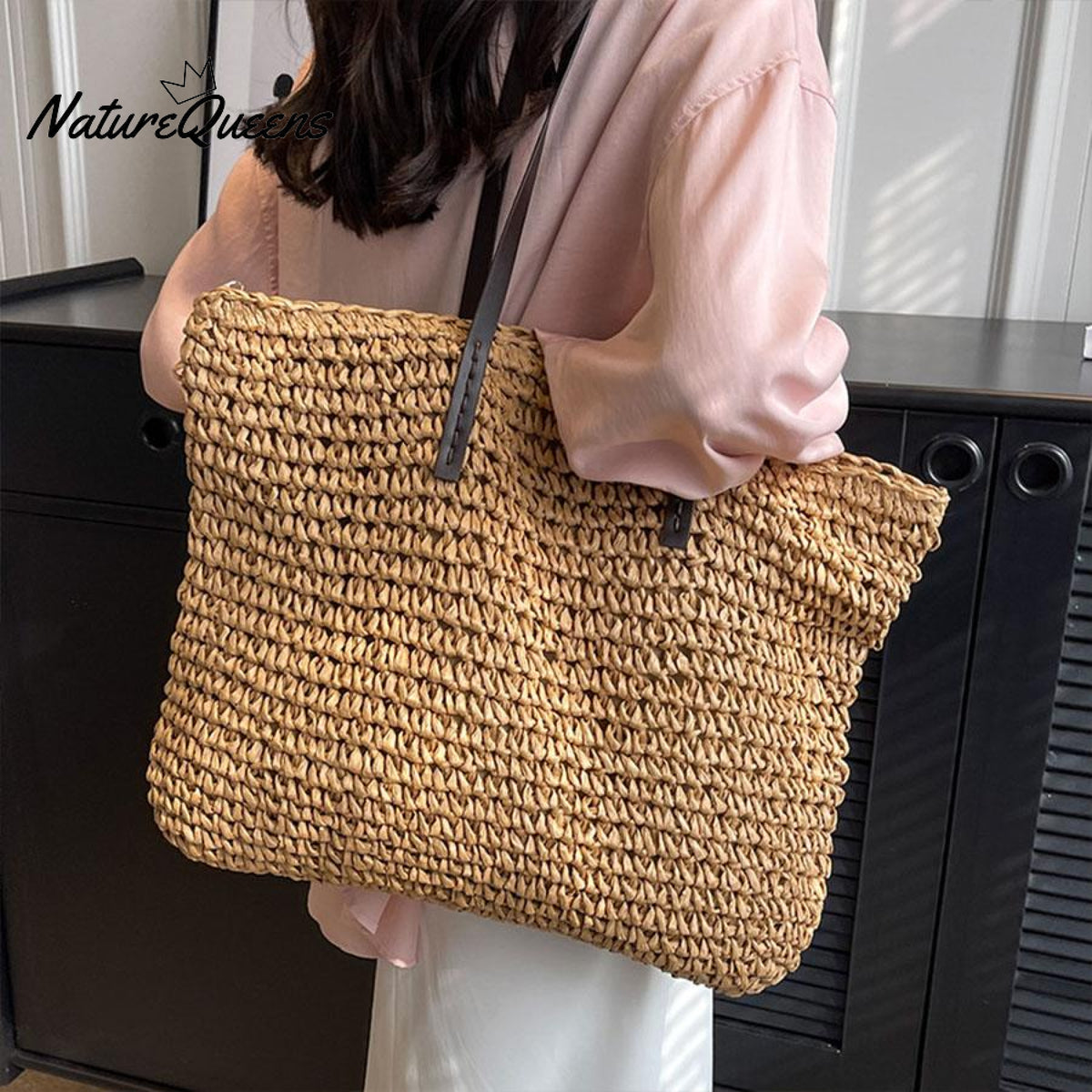 Beach Vacation Western Fashion Large Capacity Shoulder Tote Straw Bag