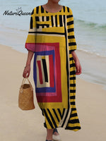 Women's Abstract Painterly Print Pocket Cotton Dress