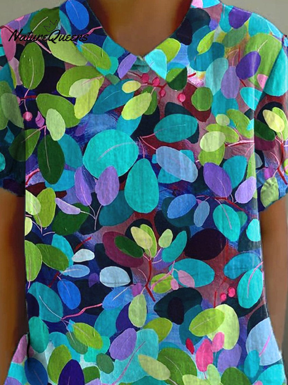 Summer Forest Art Printed Women's Casual Cotton And Linen Shirt