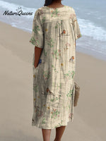 Women’s Boughs And Robin Birds Pattern Printed Flowy Dress