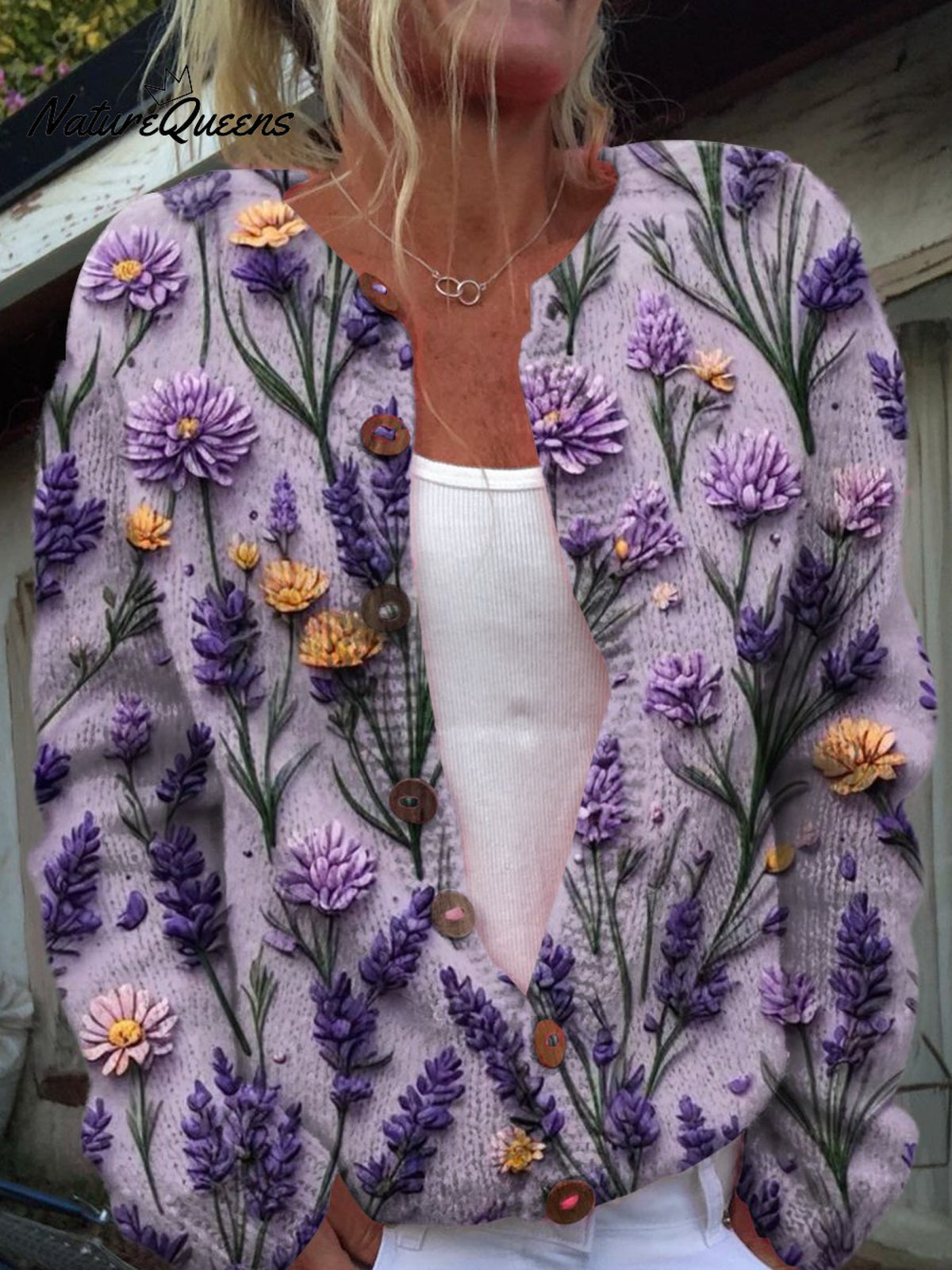 Fresh Retro Flowers Print Buttoned Cardigan Sweater