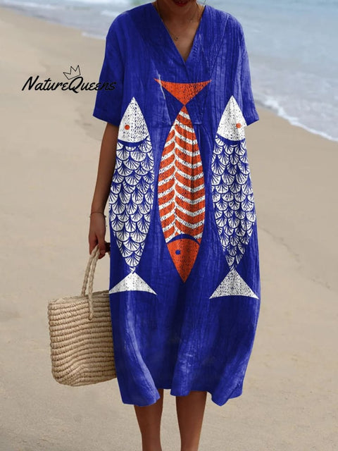 Women's  Fish  Art Print  Casual Dress