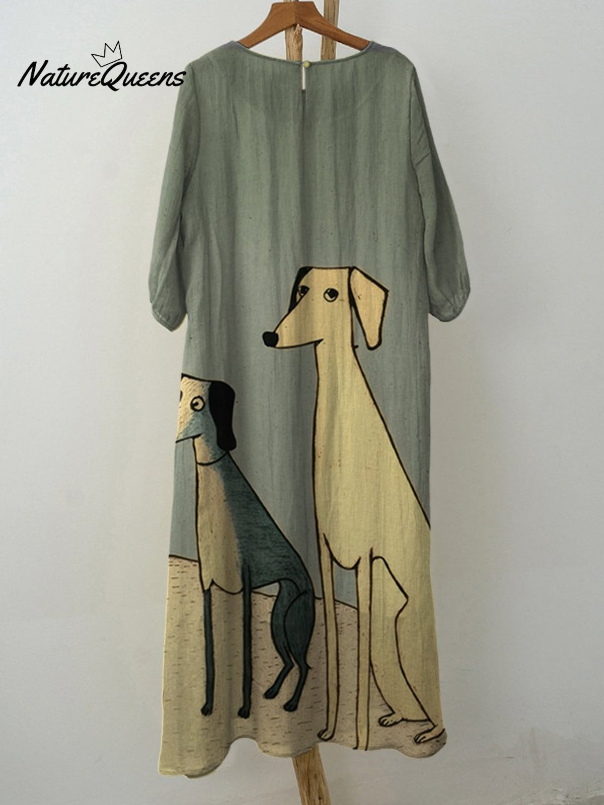 Women's Retro Minimalist Dog Print Pocket Cotton Dress