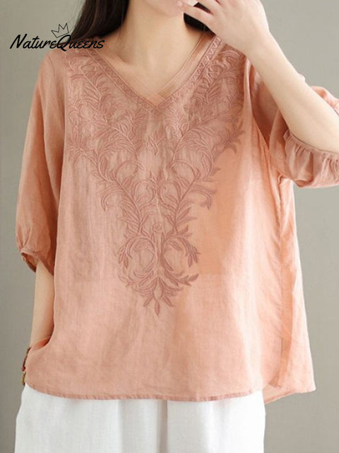 Women's  Embroidery Loose Casual  Shirt