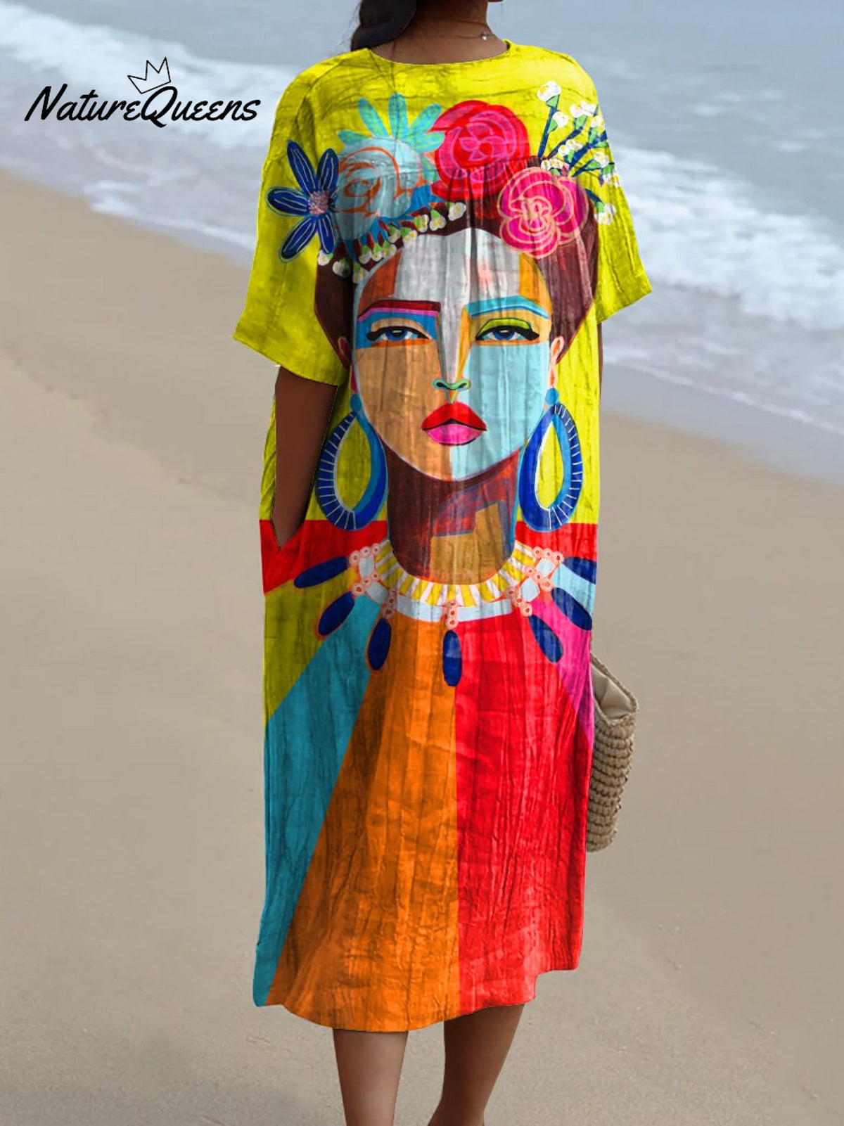 Oil Painting Freda Portrait Art Printed Women's Flowy Dress