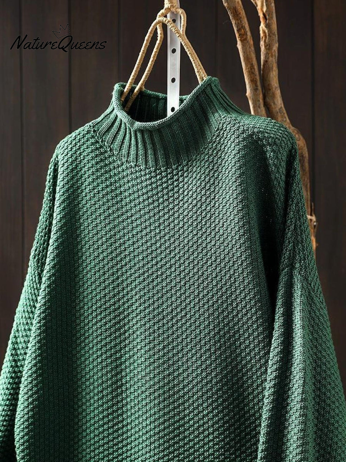 Women's Retro Solid Color Loose Elegant Half Turtleneck Casual Pullover Knitted Sweater