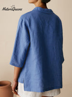 Women’s Casual Linen Cotton 3/4 Sleeve Shirt
