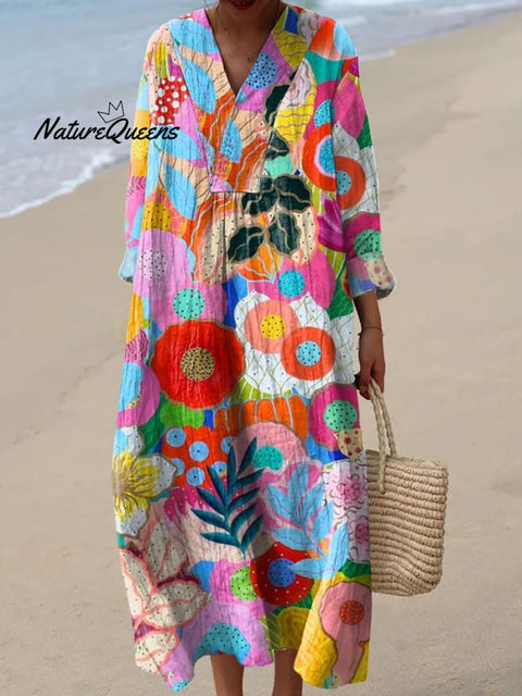 Women's  Retro  Flowers  Art Print Casual Dress