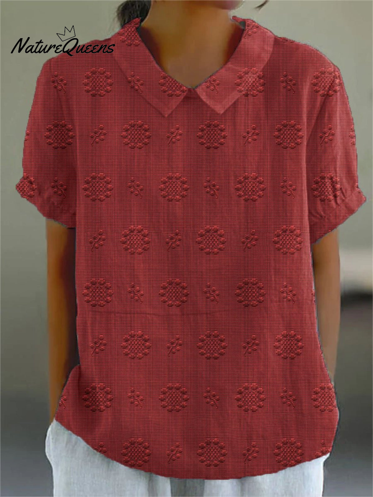 Women’s Casual Cotton And Linen Shirt Maroon / S