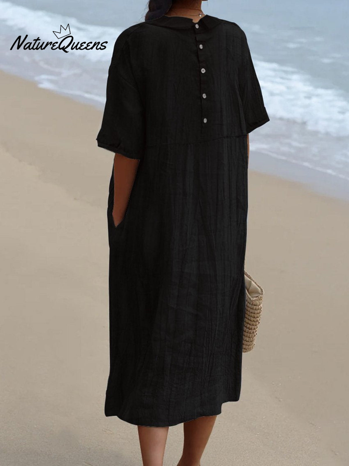 Women’s Pocket Linen Dress（Convertible Dress With Front And Back Option）