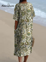 Vintage Style Jungle Pattern Printed Women's Flowy Dress