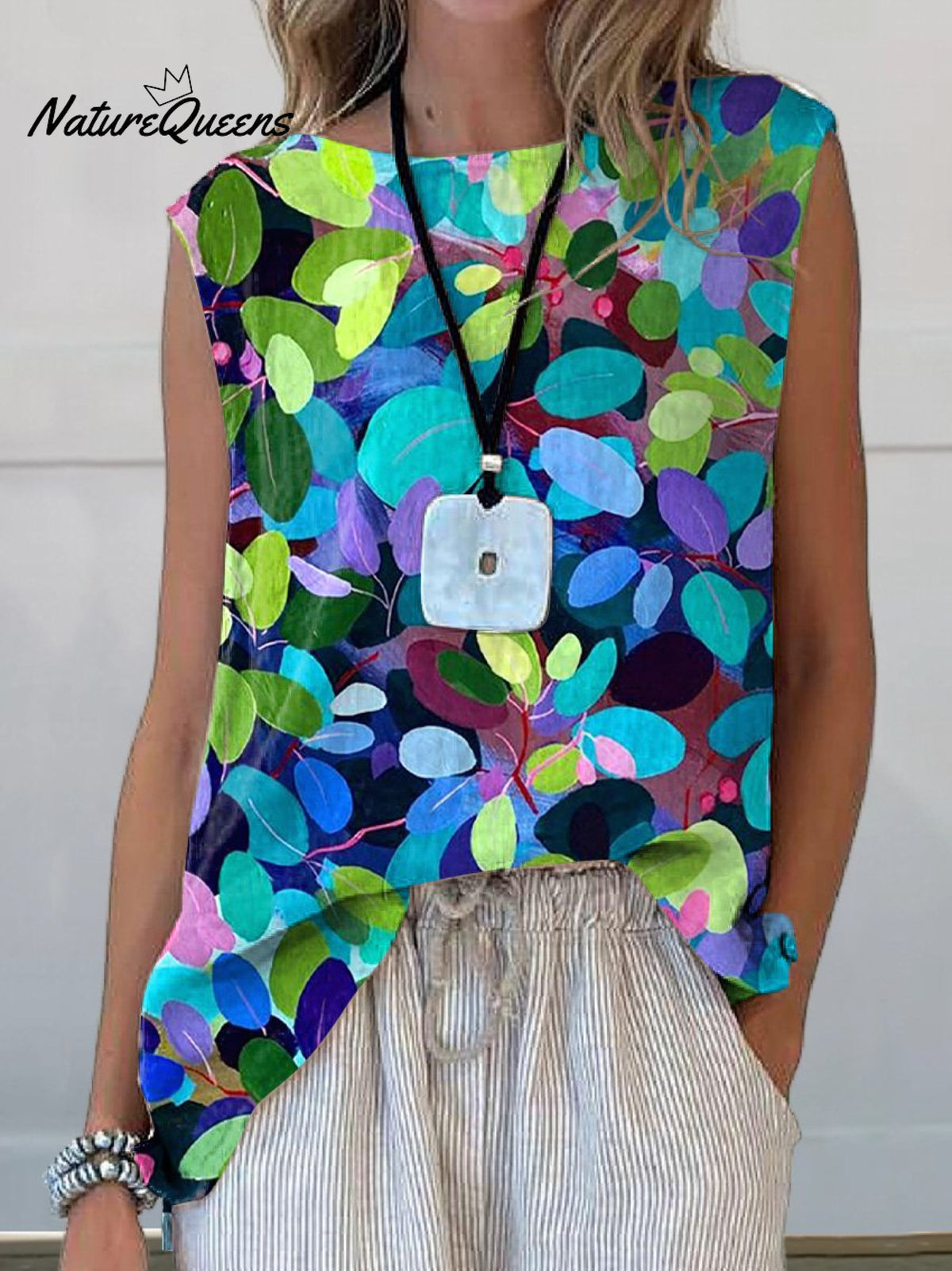 Summer Forest Art Printed Women's CasualCotton And Linen Tank Top