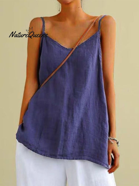 New Cotton And Linen Camisoles For Women In Summer Purple / S