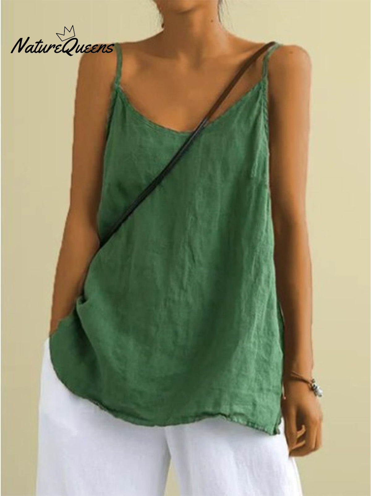 New Cotton And Linen Camisoles For Women In Summer Green / S