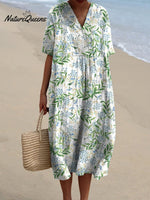 Spring Cornflower Repeat Pattern Printed Women’s Flowy Dress White / S