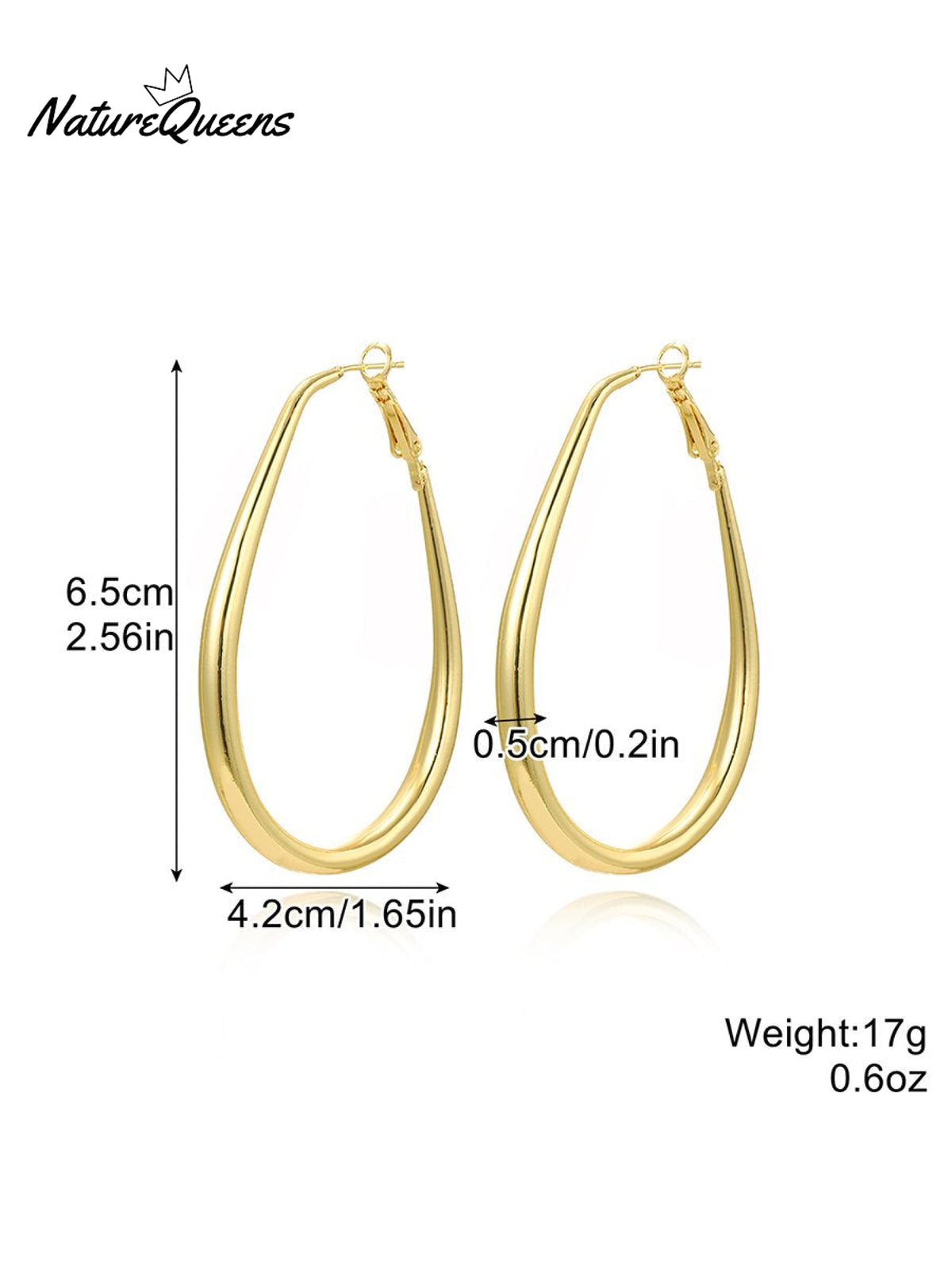 Geometric Metal Shape Plain Hoop Earrings 3 / Onesize