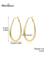Geometric Metal Shape Plain Hoop Earrings 3 / Onesize