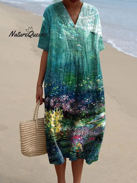 Women's   Ocean  Art Print  Casual Dress